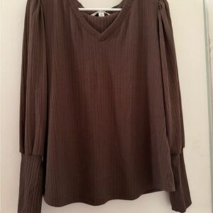 Zac & Rachel Chocolate Brown V-Neck Blouse